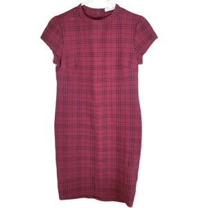 Bishop & Young Burgundy and Black Check Patterned Dress Size M